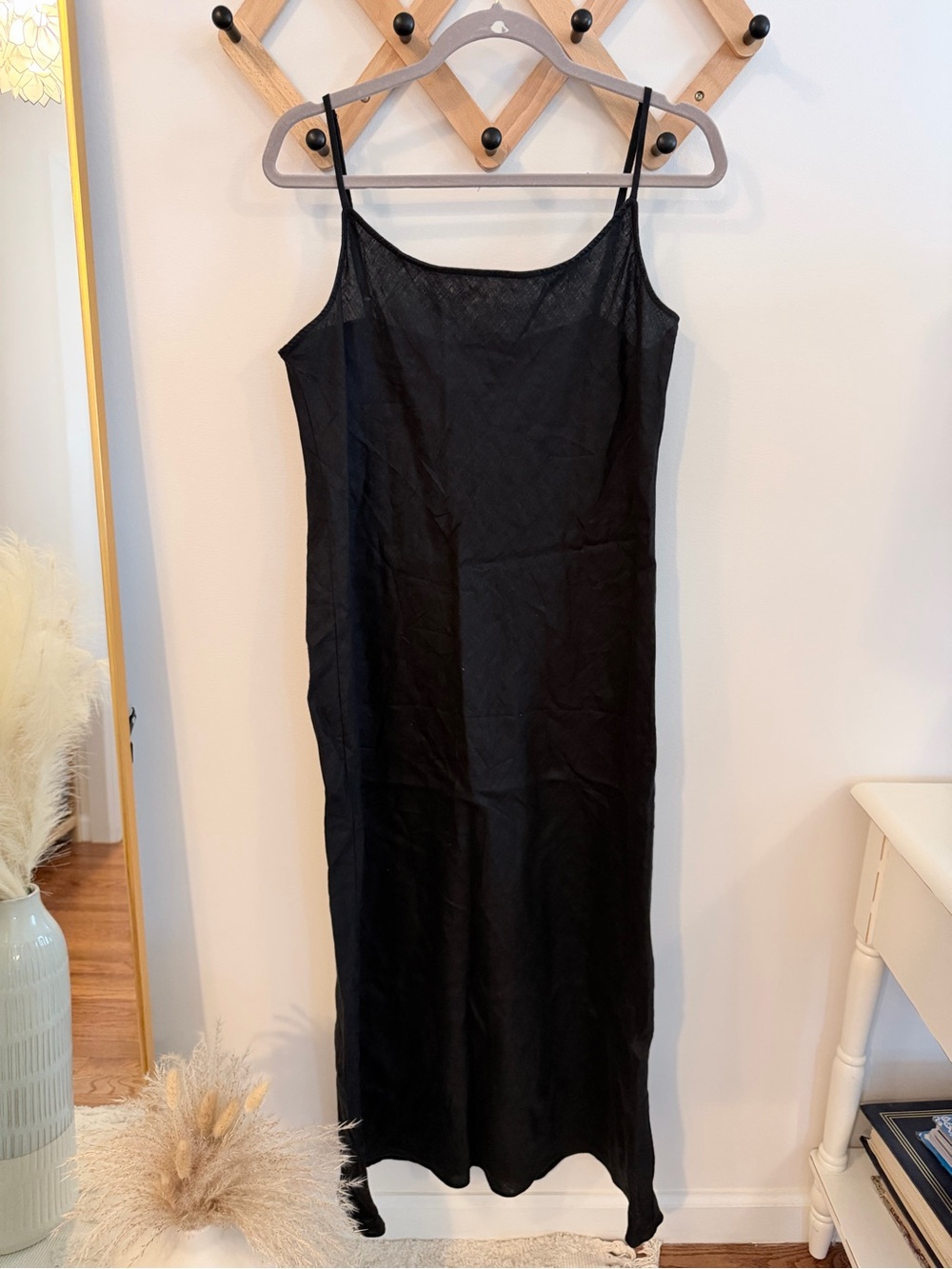 J. Crew Linen Black Slip Midi Dress - Picture 4 of 5